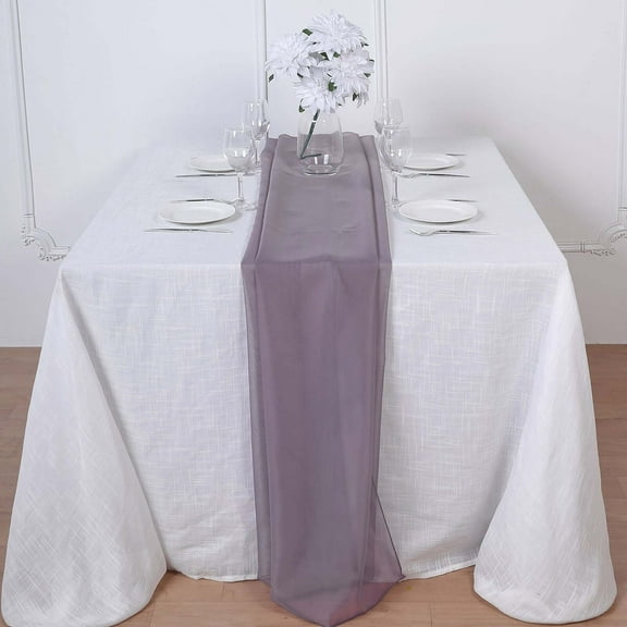 Efavormart 5PCS 22" x 72" Amethyst Premium Chiffon Table Runner For Weddings Party Banquets Decor Fit Rectangle and Round Table