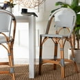 thumbnail image 2 of bali & pari Genica Two-Tone Navy and White Weaving and Natural Rattan Bar Stool, 2 of 8