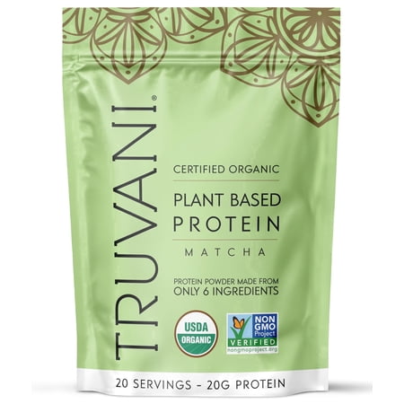 Truvani Vegan Plant Based Pea Protein Powder | Organic | Matcha | 20 Servings | Gluten & Dairy Free