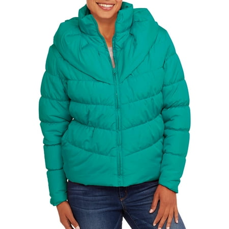 Climate Concepts Women's Puffer Coat with Shawl Collar