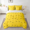 thumbnail image 2 of jejeloiu Cartoon Stars Print 7pcs Bedding Comforter Set,Yellow Black Queen Bedding Sets For Girls Kids Reversible, 2 of 8
