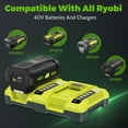 thumbnail image 6 of 2 Pack 6.0Ah Replacement for Ryobi 40V Battery and OP401 Charger Compatible with Ryobi 40 Volt Battery Lithium OP4040 OP40401 OP4026 OP40261 OP4050 OP40201 Compatible with 40 V Cordless Power Tool, 6 of 9