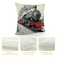 thumbnail image 4 of GOSMITH  Steam Engine Throw Pillow Cushion Cover, Locomotive Red Black Train on Steel Railway Track Travel Adventure Graphic Print, Decorative Square Accent Pillow Case,Red Grey, 4 of 5