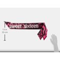 thumbnail image 2 of Beistle 33" x 4" Sweet Sixteen Satin Sash Cerise/Black/White 60681, 2 of 4