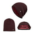 thumbnail image 4 of Xfvqtps Mens Beanie Hat Knit Fleece Lined Solid Color Simplicity Thickened Stretch Windproof Coldproof Warm Soft Outdoor Winter Skull Cap Wine, 4 of 5