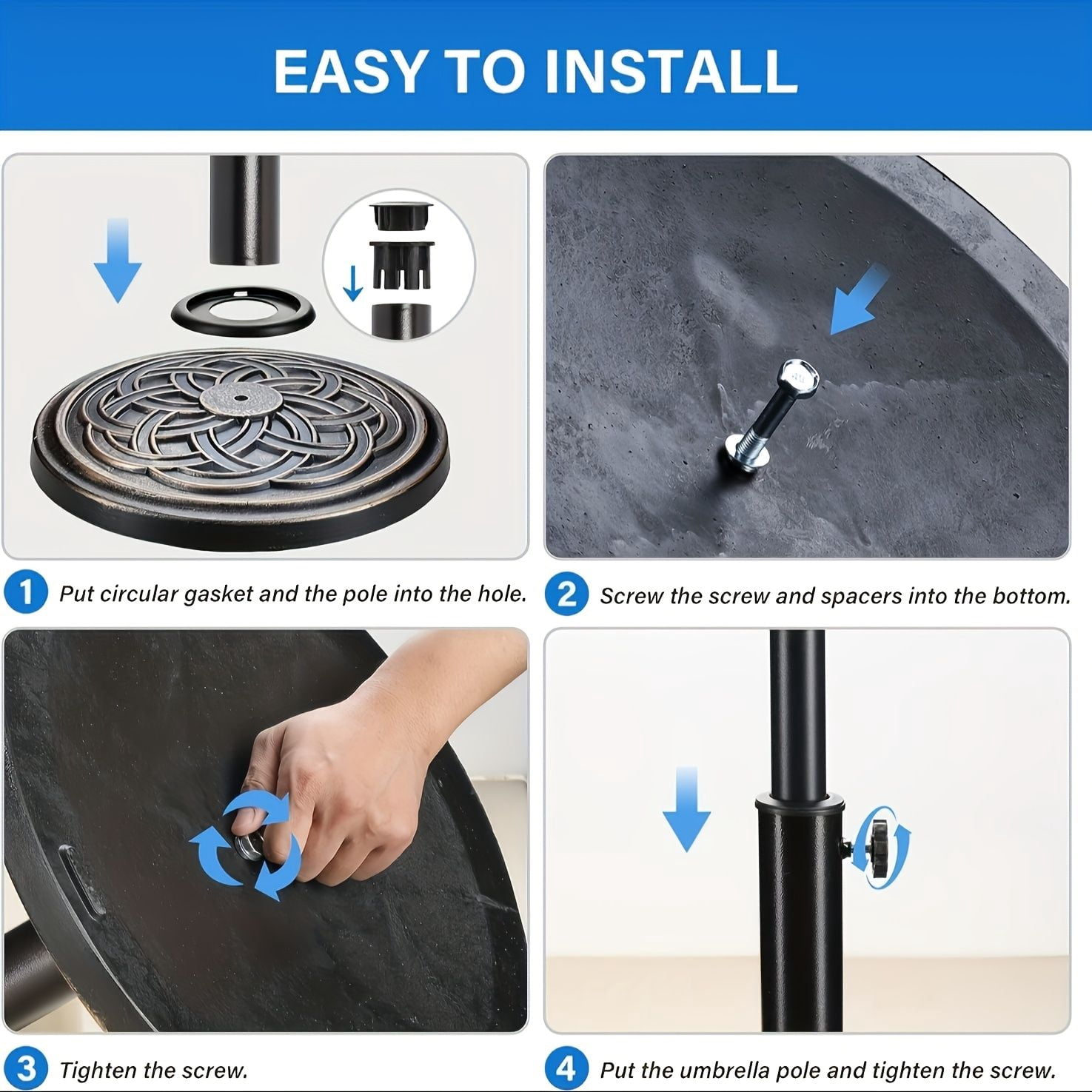 ZHICHUN 30 Lb Round Patio Umbrella Base Resin Stand with Iron Frame Windproof Sunshade Holder