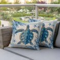 thumbnail image 2 of Outdoor Pillow Covers Summer Ocean Turtle Starfish Seaweed Waterproof Pillow Cases 18x18 Set of 2, Blue Marine Life on Linen Throw Pillow Cover Pillowcase for Patio Balcony Couch Garden, 2 of 9