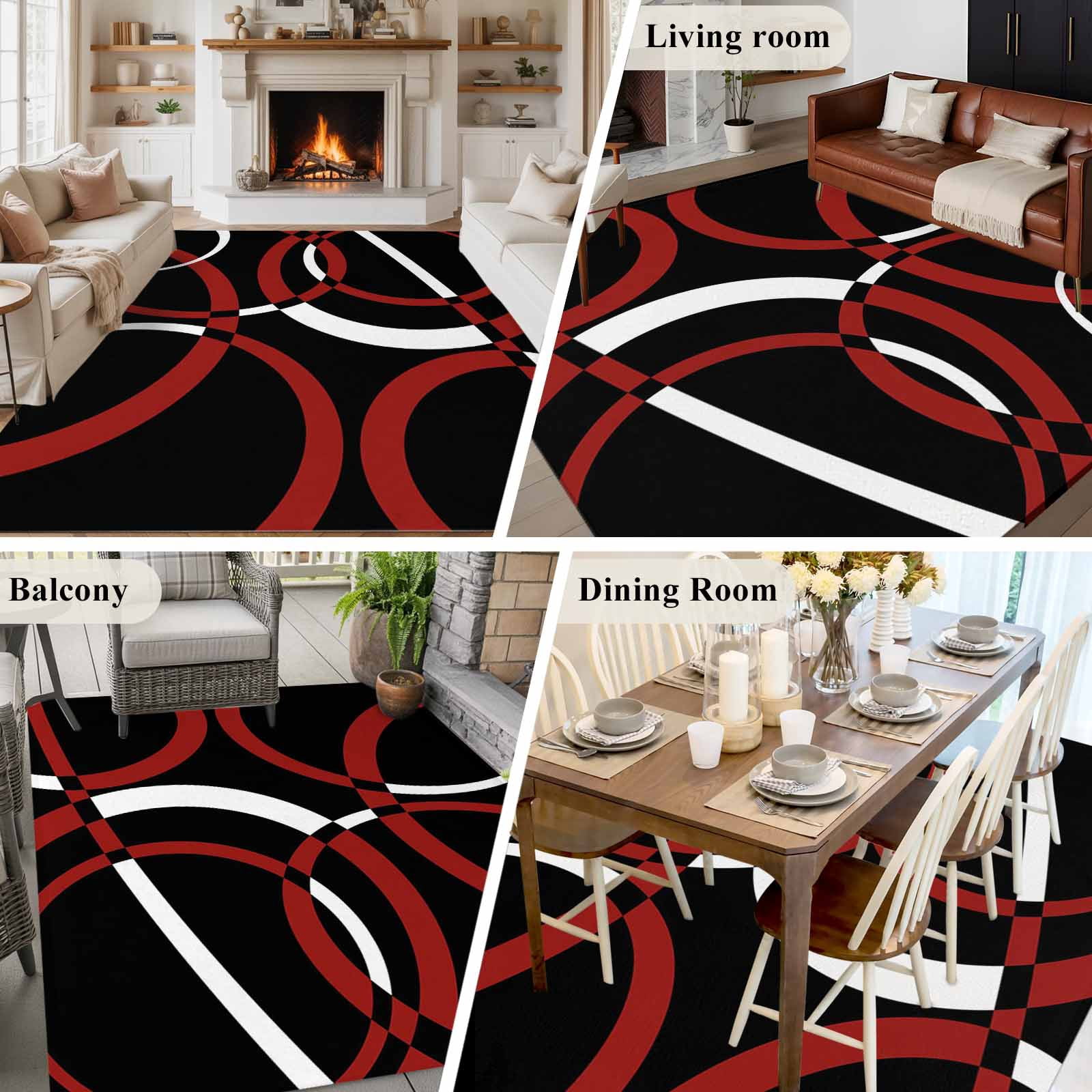 6x9 Area Rugs for Living Room, Red Geometric Non Slip Area Rugs for Kitchen Bedroom Entryway, Vintage Abstract Stripes Aesthetic Art Washable Carpet Runner Rug Floor Mats for Bedroom Home Decor