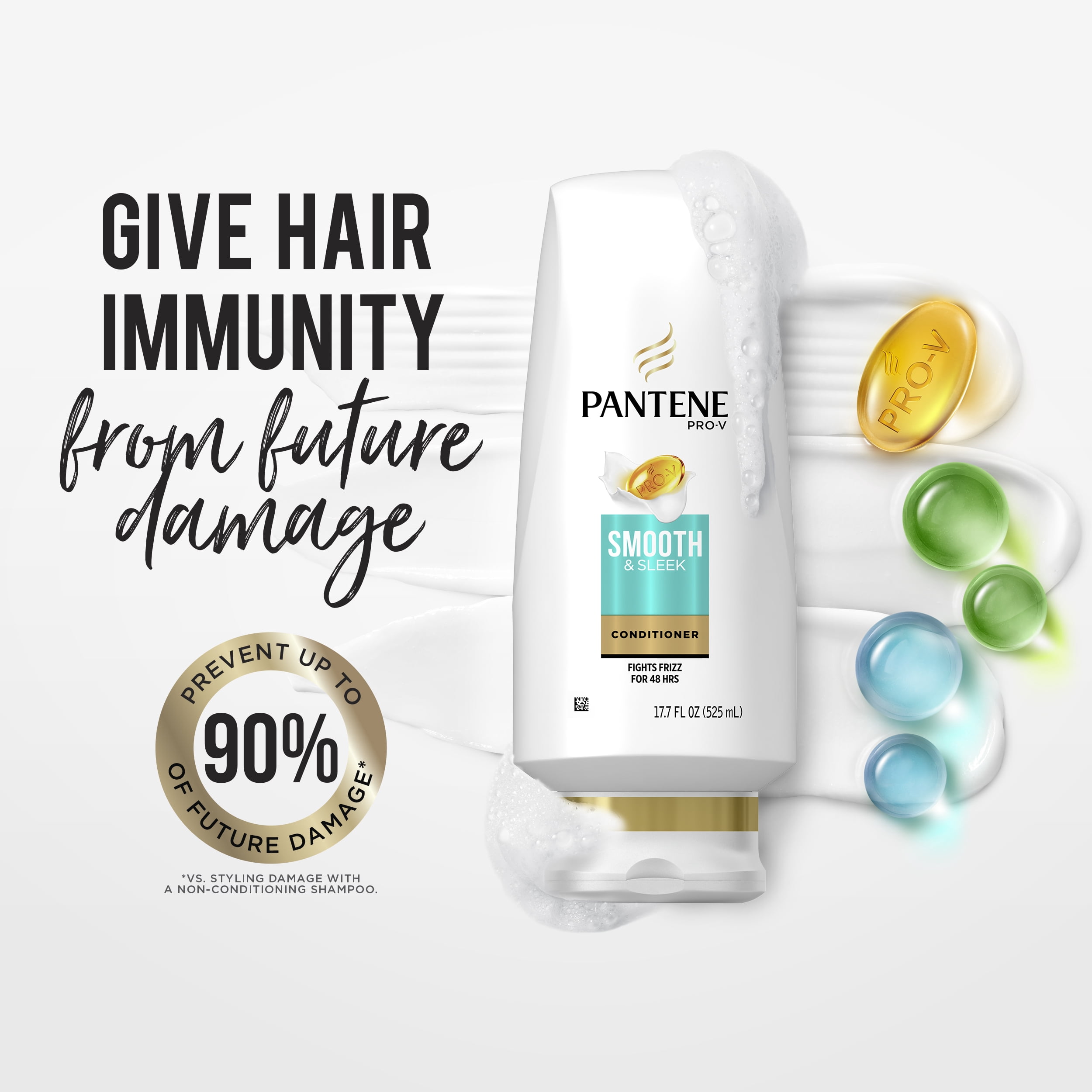 Pantene Pro-V Smooth and Sleek nourishing Moisturizing Daily Conditioner with Argan Oil & Avocado Oil, 17.7 fl oz