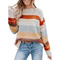 thumbnail image 1 of Asyoly Women's Striped Color Block Sweaters Casual Long Sleeve Crewneck Winter Knit Pullover Loose Comy Jumper Oversized Tops, 1 of 8
