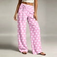 thumbnail image 3 of Women's Straight Leg Pants Baeitkot Women's Fashion Printed Elastic Waist Casual Pocket Straight Leg Pants Pink XL, 3 of 6