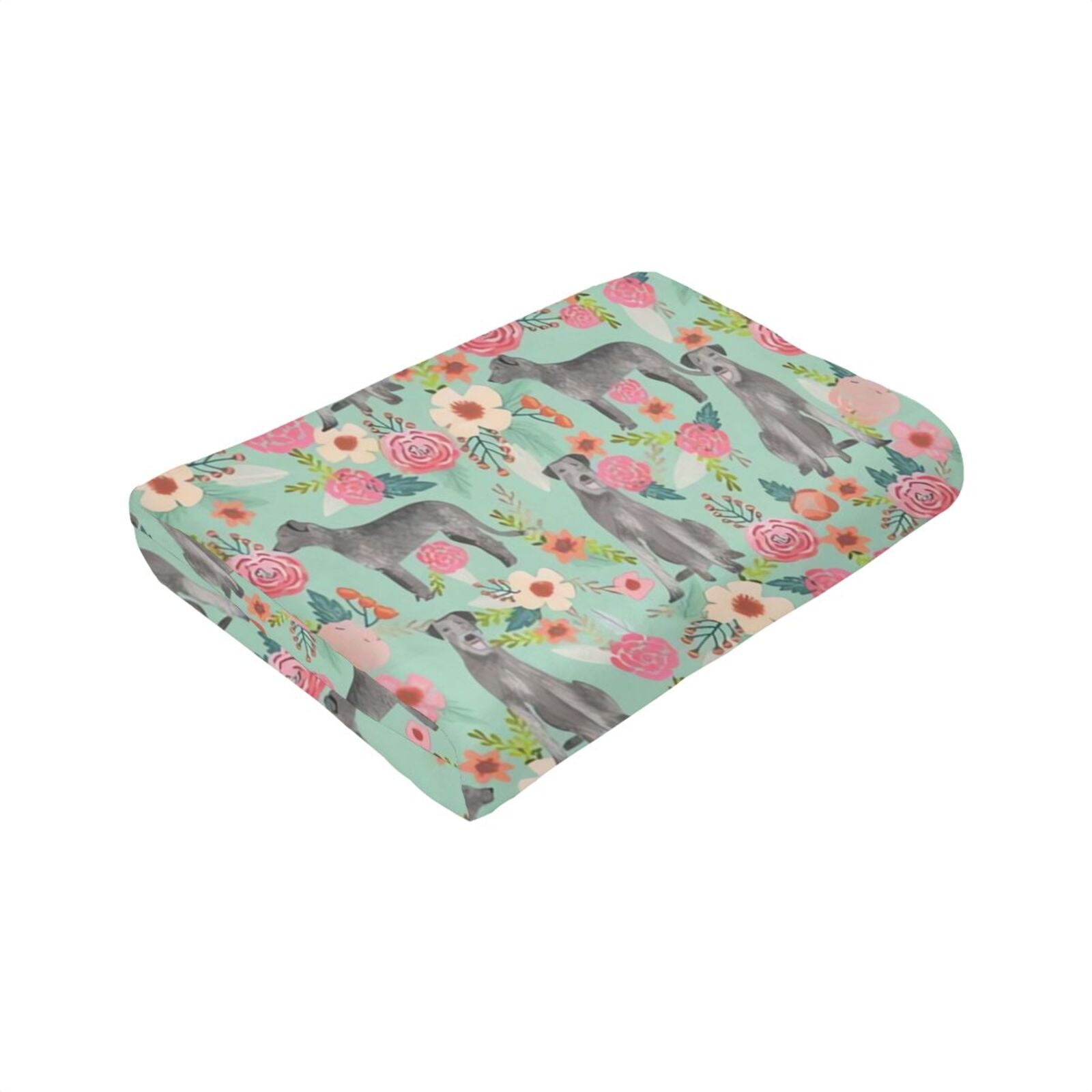 Wijzvio Irish Wolfhound Floral Dog Throw Blanket Soft Fuzzy Fleece Blanket For Couch Bed Living Room Decoration 60"X50"