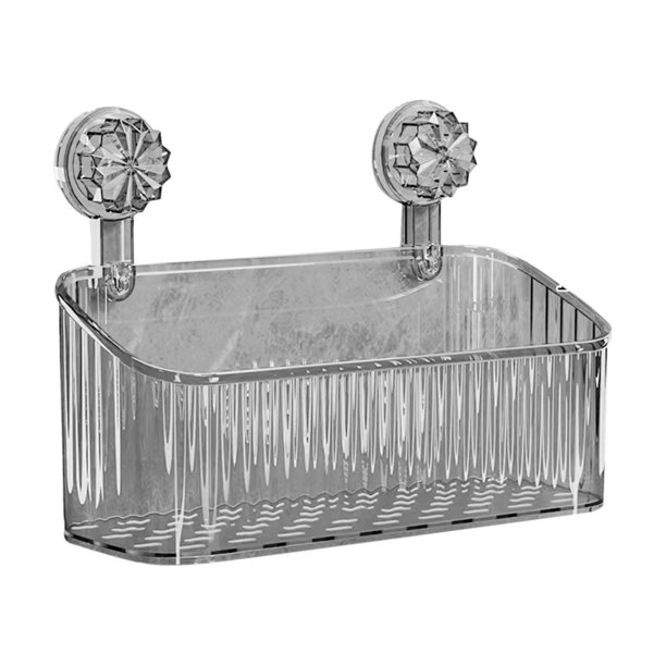Organizador de ducha con ventosa, estante colgante, reutilizable. gris grande