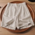 thumbnail image 5 of Sexlip Women 5-inch Shorts Waffle Knit Fabric Elastic Waistband For Comfort High Waisted Slimming Design Cotton Linen Blend Beige XL, 5 of 5