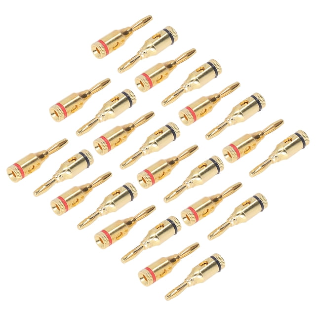 Enchufes de cable de altavoz de coche, juego de 24 piezas Conectores de banana chapados en oro Conectores rápidos universales para cables de altavoz de 12 a 18 AWG