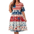thumbnail image 2 of QUNYINEY Patriotic Women Summer Dresses 2026 Independence Day Midi Plus Size Short Sleeve A Line Dress Loose Fit V-Neck with Pockets Dresses, 2 of 8