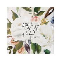 Stupell Industries Palm Of His Hand Religious Calligraphy Traditional Blossom Canvas Wall Art, 36 x 36, Design by Amy Brinkman