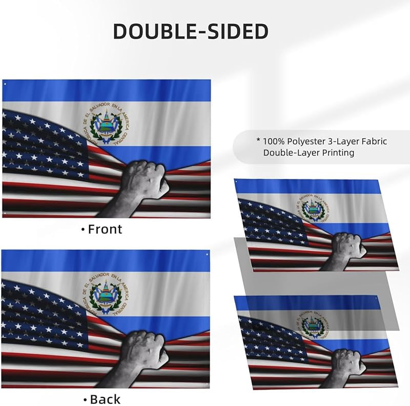 Usa American Flag And El Salvadoran El Salvador Flag Flag 4x6 Ft Double-Sided Printing Thickened Three-Ply Fabric Outdoor Flags Banner Decorations