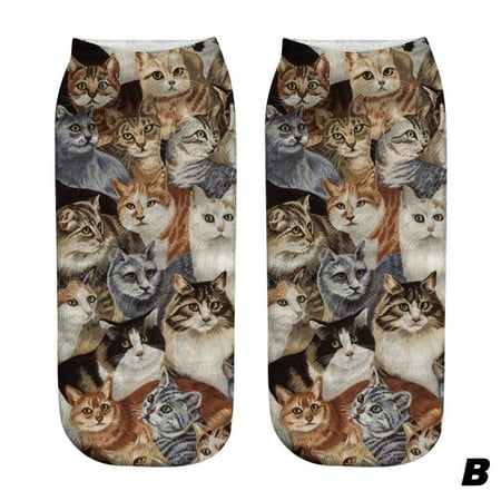 

Kunpeng Unisex Men Women Funny Anklet Socks Cat Printed Casual Short