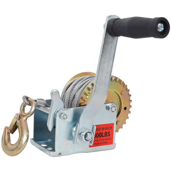 600LBS Hand Winch 26FT Cable Galvanized 3.1:1 Gear Ratio Manual Towing