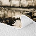 thumbnail image 5 of Feelyou Spooky Raven Skull Twin Quilt Set, Boho Floral Book Twin Coverlet Set, Black Sepia, 2-Piece, 1 Comforter and 1 Pillowcase, 5 of 7