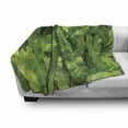 thumbnail image 2 of Philodendron Soft Flannel Fleece Throw Blanket, Photo of Fresh Green Monstera Tropic Nature Botany, Cozy Plush for Indoor and Outdoor Use, 70" x 90", Yellow Olive Green, by Ambesonne, 2 of 5