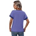 thumbnail image 5 of Women'S Short Sleeve Knit Tops Trendy Crewneck Striped T Shirts Casual Summer Blouses Outfits M, 5 of 10