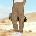 thumbnail image 3 of yillto Men Cargo Pants Big and Tall Sweatpants Straight Leg Casual Loose Elastic Waist Pants with Pockets, 3 of 6