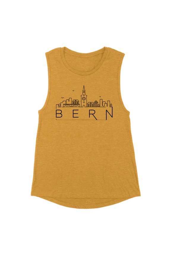 Skyline Bern Switzerland Women's Muscle Tank Large Antique Gold