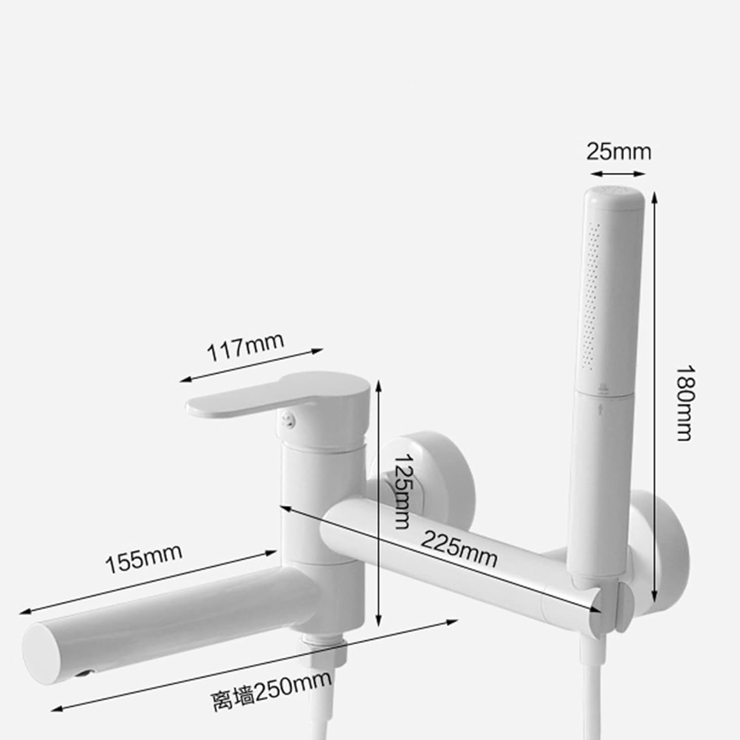 Bathtub Faucet with Handheld Shower White Cold and Hot Water Brass Bathtub Shower Faucet Bathroom Faucet