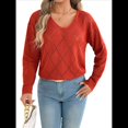 thumbnail image 1 of Suéter de Crochet para Mujer, Top de Larga Calada, Conjuntos de Otoño, Moda Naranja-Rojo L, 1 of 10