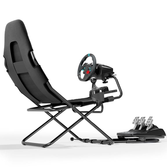 ARES WING Foldable Racing Simulator Cockpit for GT & Formula Driving, Space-Saving Sim Racing Rig for Logitech G29 G920 T300RS, Compatible with PS5, Xbox & PC, Adjustable Wheel & Pedal Mount, Black