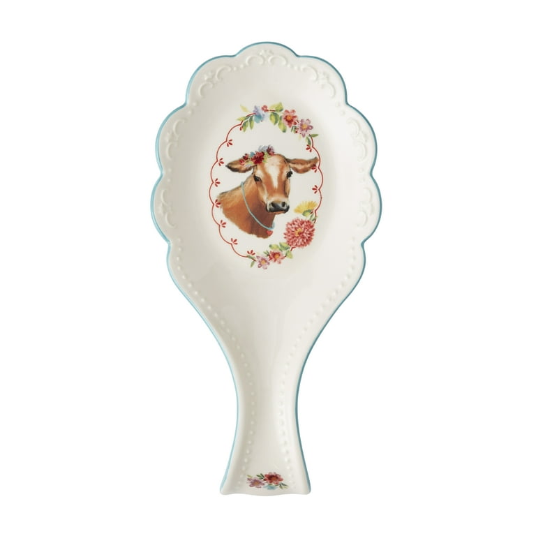 Cowprint Cowgirl Design Custom Ceramic Spoon Rest