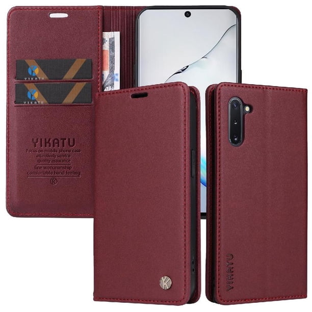 Funda para Samsung Galaxy Note 10 Estuche de Cuero PU Tipo Cartera con Ranuras para Tarjetas y Cierre Magnético