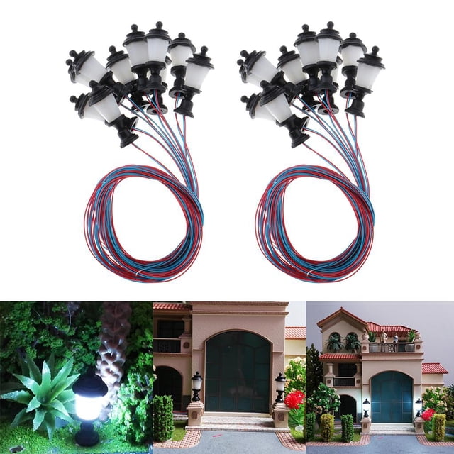 Paquete de 20 Accesorios de Lámparas de Luces LED Macarena 3 V de Paisaje Ferroviario 1/100