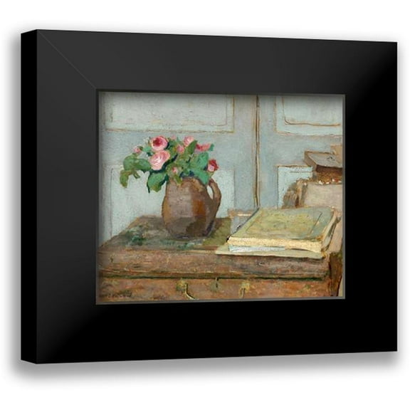 Vuillard, Edouard 13x12 Black Modern Framed Museum Art Print Titled - The Artists Paint Box and Moss Roses, 1898