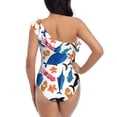 thumbnail image 5 of Salouo Cute Sea Animals Pattern One Shoulder Ruffled One Piece Swimsuit for Women V Neck Swimwear Tummy Control Bathing Suit-XX-Large, 5 of 6