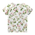 thumbnail image 4 of WTOBBY Toddler Girls Floral Print Short Sleeve T-Shirt Top - Casual Kids Shirt with Round Neck for Summer, School, and Everyday Wear,Beige 100, 4 of 5