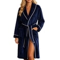 thumbnail image 2 of Blmnix Nightshirts Nightgown for Women Long Nightgowns Button Front Flannel Sleepshirts Blue Below-the-Knee Collared Long Sleeve Moomoo Nightgown, 2 of 7