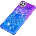 thumbnail image 2 of case for Samsung Galaxy A22 5G (N0 4G) Case w/Ring Holder,Creativity Clear Gradient Quicksand Glitter Flowing Liquid Floating Women Girls Cute Case TPU Cover for Samsung Galaxy A22 5G JB Purple Navy, 2 of 14