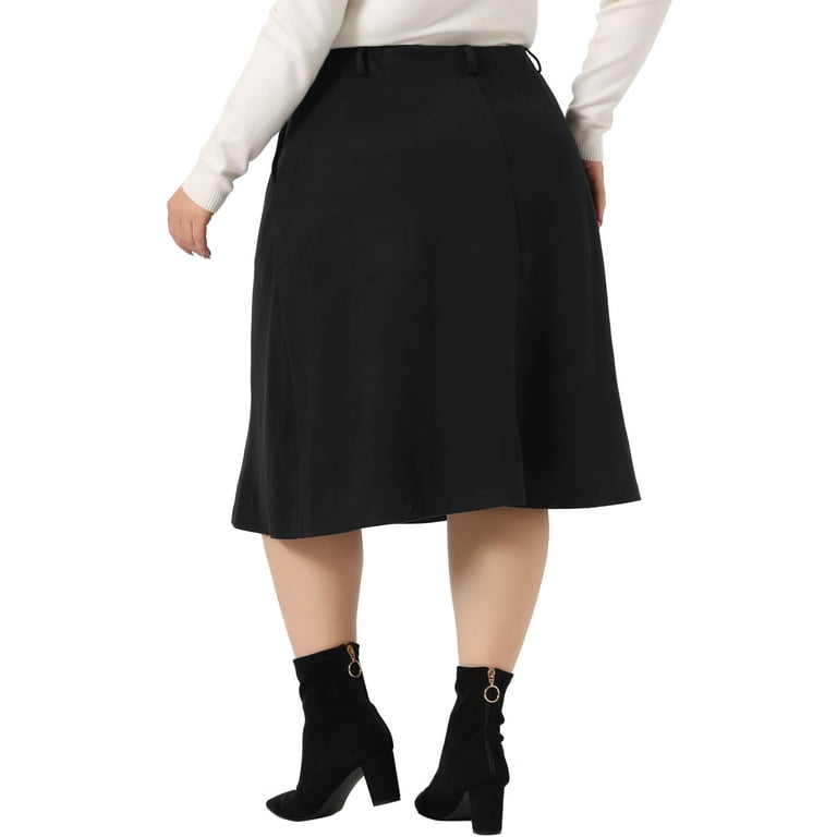 Black suede flare skirt hot sale