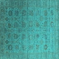 thumbnail image 1 of Ahgly Company Machine Washable Indoor Square Oriental Turquoise Blue Industrial Area Rugs, 5' Square, 1 of 4