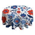 thumbnail image 4 of Pioneer Flower Floral Print Pattern Round Tablecloth 60"x60",Wrinkle Wipeable Table Cloth for Kitchen Dining Room Picnic Patio Party, 4 of 6