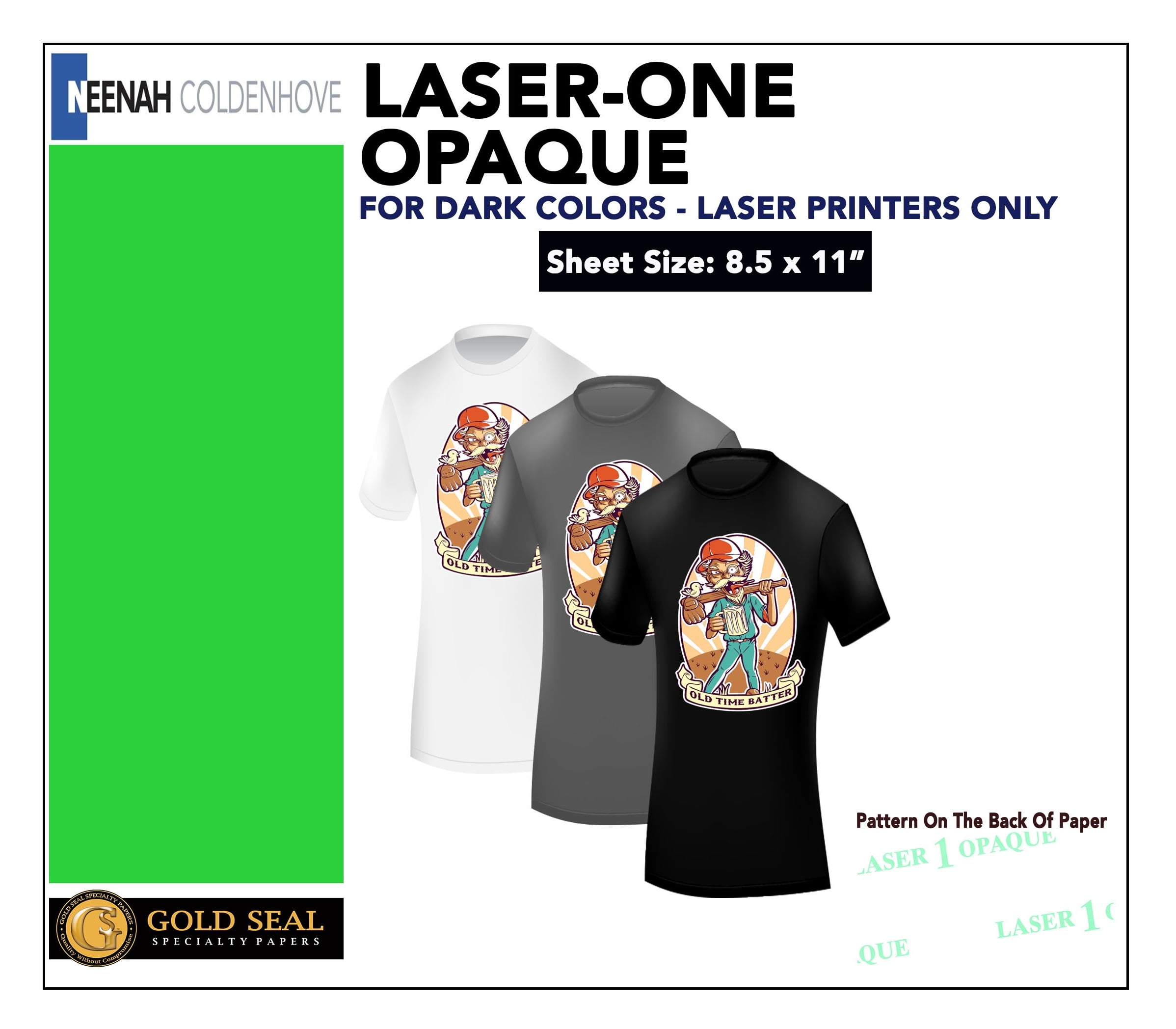 NEENAH "LASER 1 OPAQUE" 25 CT A3 SIZE LASER TRANSFER PAPER FOR DARK FABRIC 