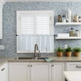 thumbnail image 6 of Blue Flower Leaf Kitchen Curtain Set, Botanical Plant Floral Tree Branch Window Valance and Tiers 24" Length, Light Filtering Short Curtains Valance for Cafe Bathroom Bedroom 54"x18", 6 of 7