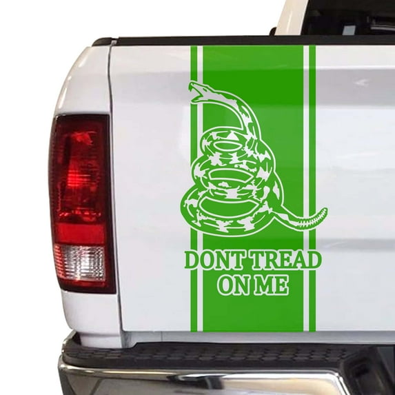 Dont Tread On Me Gadsden Flag Truck Tailgate Vinyl Decal Sticker Compatible with most Pickup Trucks Christopher Gadsden Flag 1775 Timber Rattlesnake Decal (11" x 25", Yellow Green)