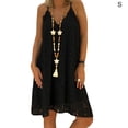 thumbnail image 1 of Vestido de mujer con cuello en V, ropa de verano de encaje, vestido sin mangas sexy de talla grande, negro, S Yuarrent AP002065-25, 1 of 6
