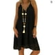 thumbnail image 1 of Vestido de mujer con cuello en V, ropa de verano de encaje, vestido sin mangas sexy de talla grande, negro, S Vogacara AP002065-25, 1 of 6