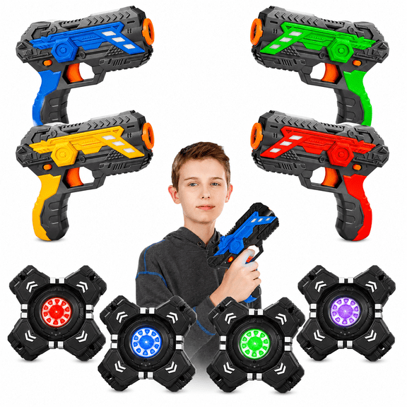 UUSUOO Infrared Tag Play Set for Kids, 4 Player Interactive Game Set with 4 Vests, Indoor Outdoor Multiplayer Family Game, Birthday Christmas Gift for Kids Ages 6-12