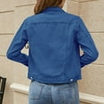 thumbnail image 5 of FEIFLY Women Basic Solid Color Button Down Denim Cotton Jacket With Pockets Denim Jacket Coats Long Sleeve Stylish Female Outwear, 5 of 8